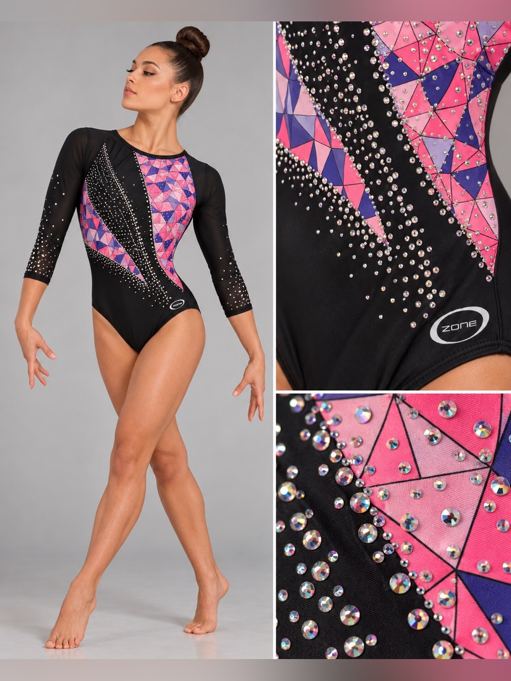 Ozone gymnastics competition pink rhinestoned collectible custom leotard AL adul